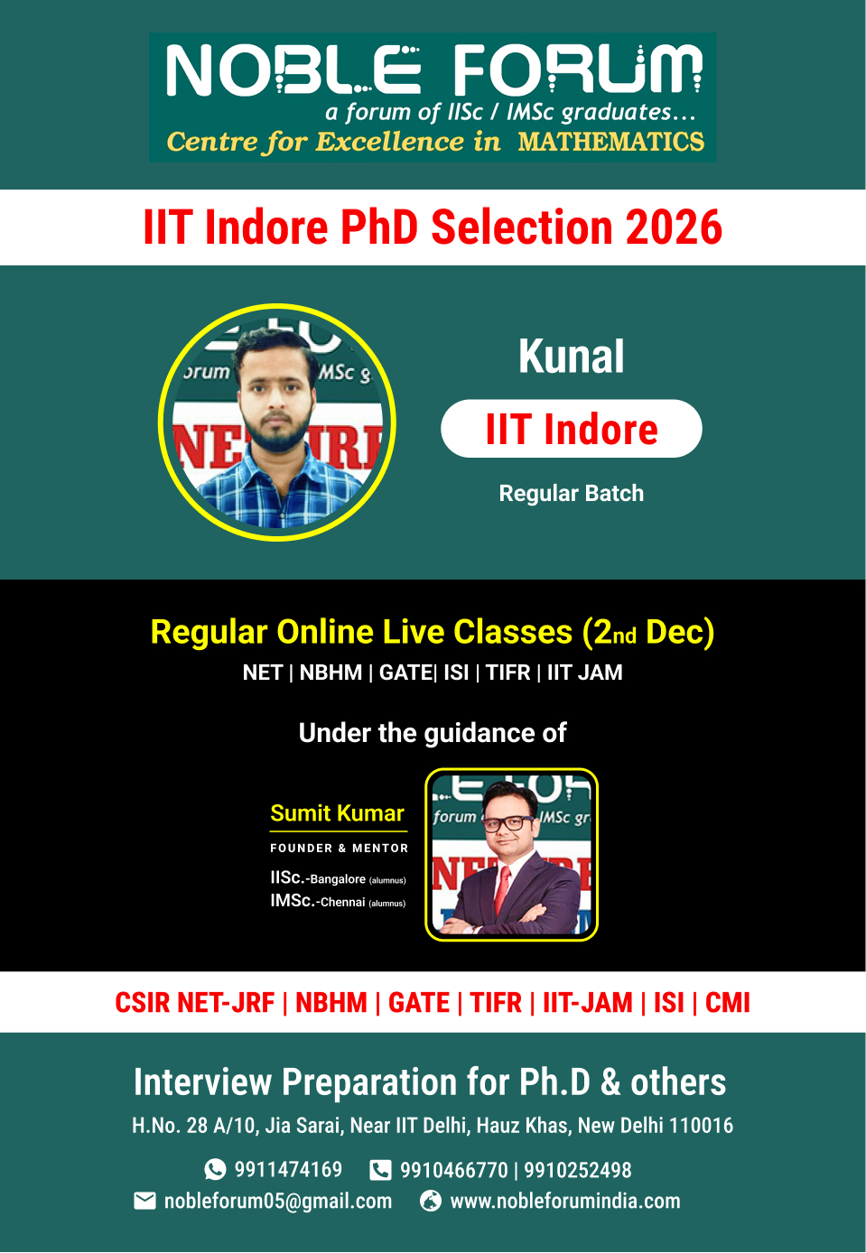 Kunal-IIT Indore PhD Selection 2026